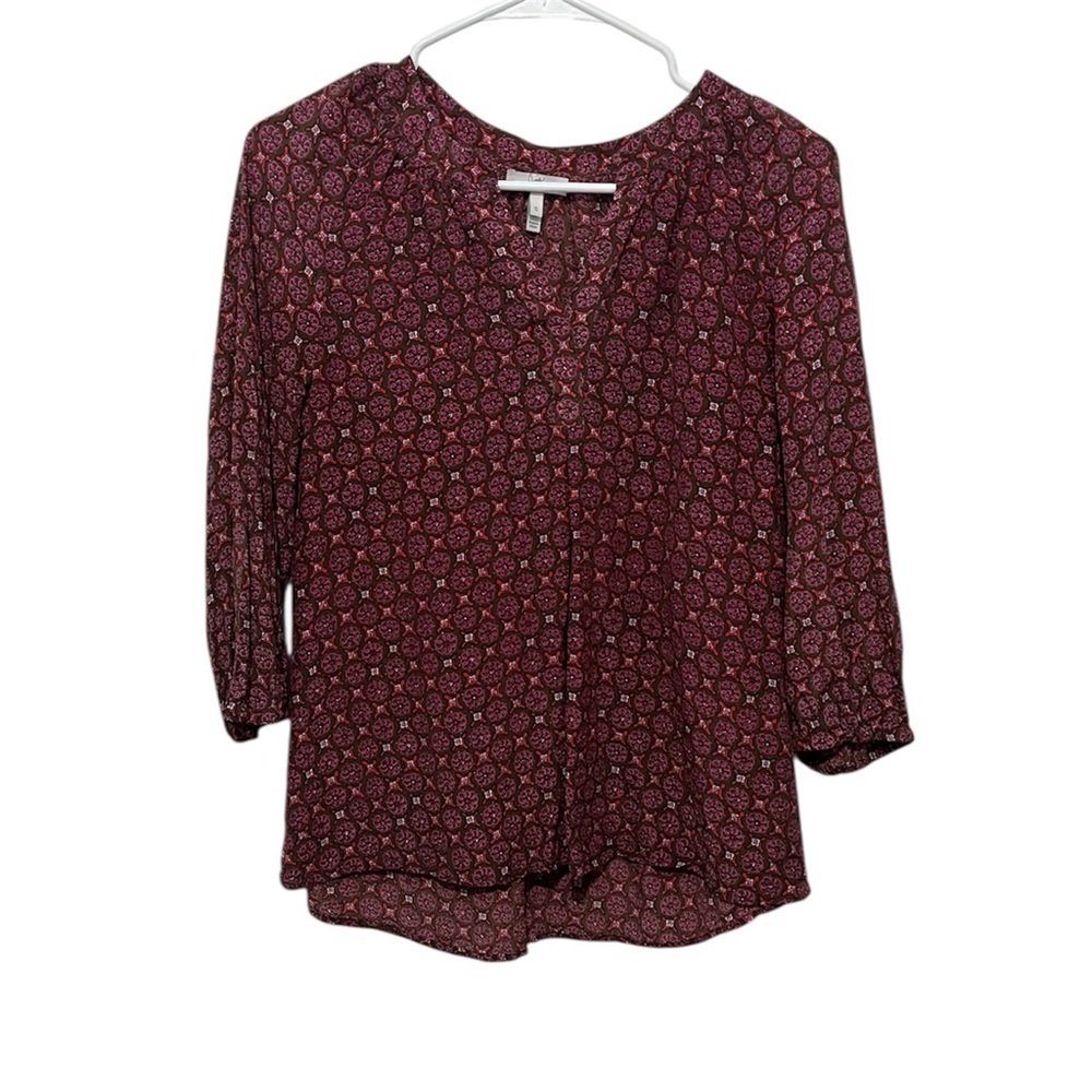 Joie Silk Women's Burgundy Patterned Blouse